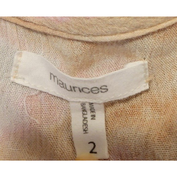 Maurices Peach Pink Tie Dye BOHO Prairie 3/4 Sleeve Peasant Top Women's Size 2X - Picture 3 of 11